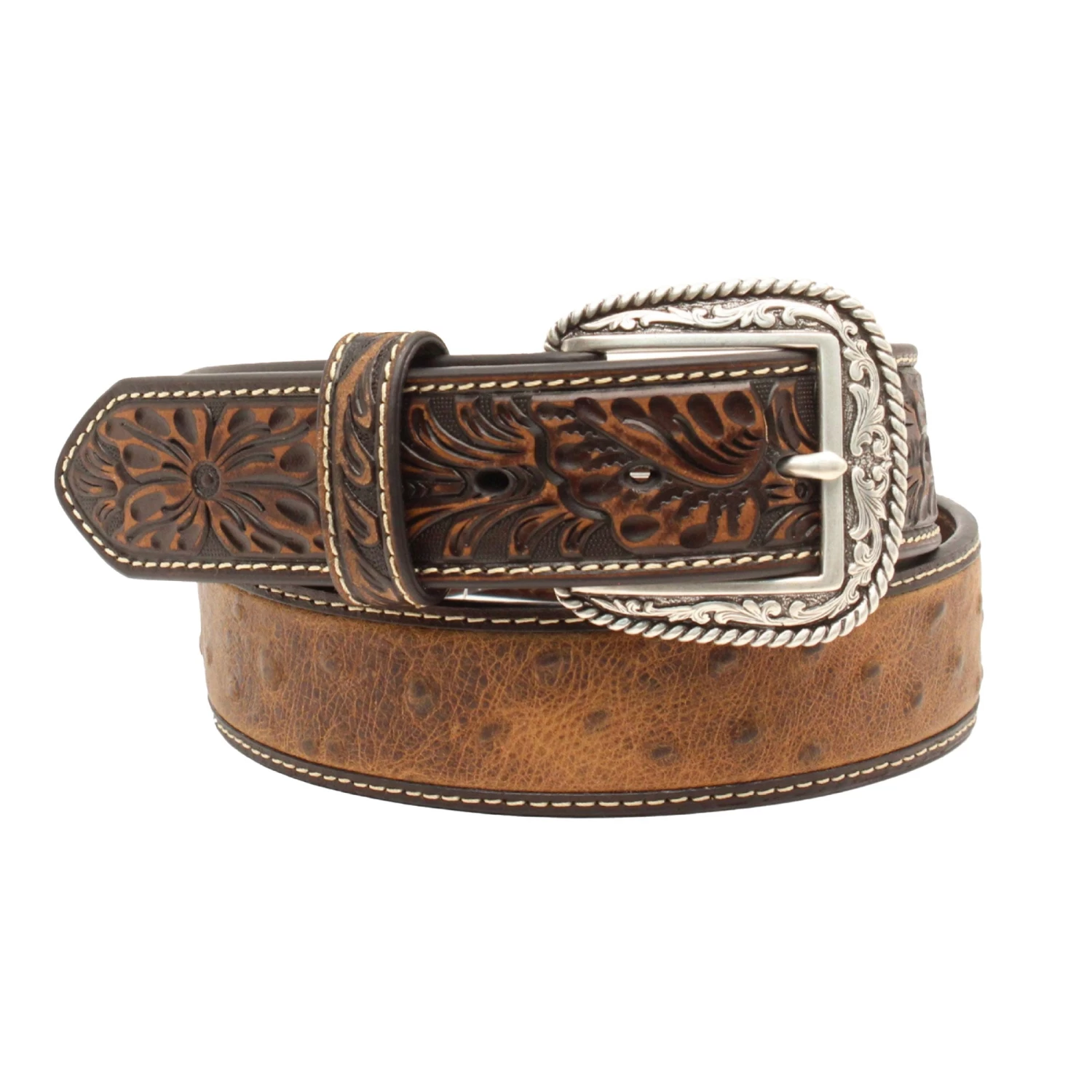 Men's Two-toned Ostrich Print Belt 3 Men's Two-toned Ostrich Print Belt