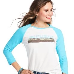 Ariat REAL Long Live Baseball Tee -Ariat S22 WMS WEST 10039777 detail01